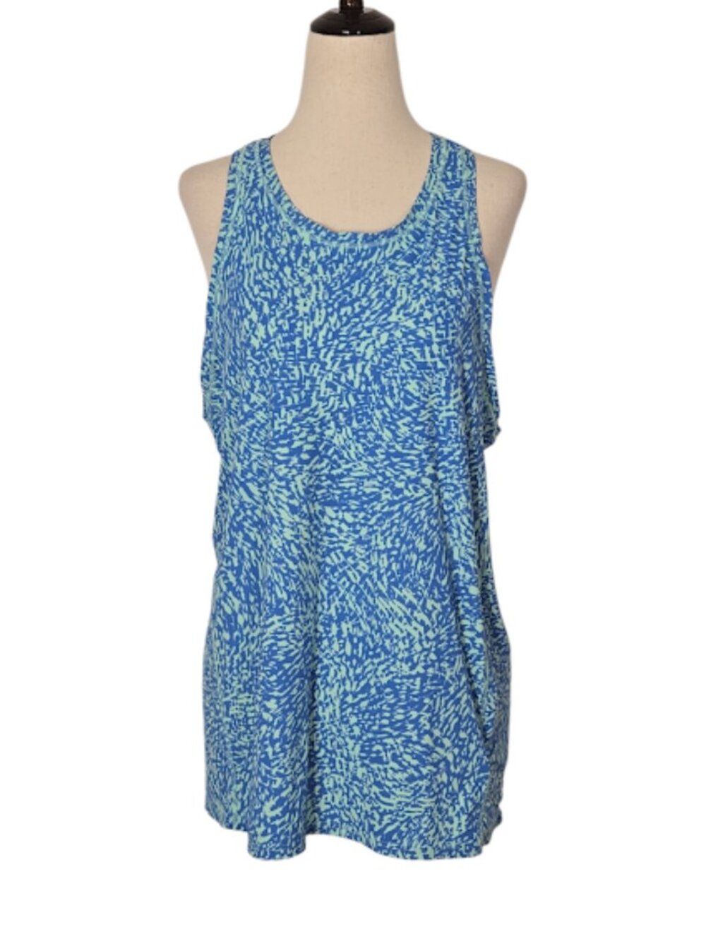 ATHLETA Women’s Size M  Blue Green Printed Racerback Athletic Tank Top Training
